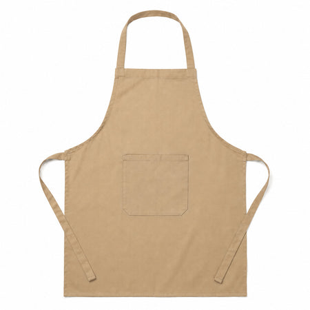 Beige Cotton Apron with Front Pocket