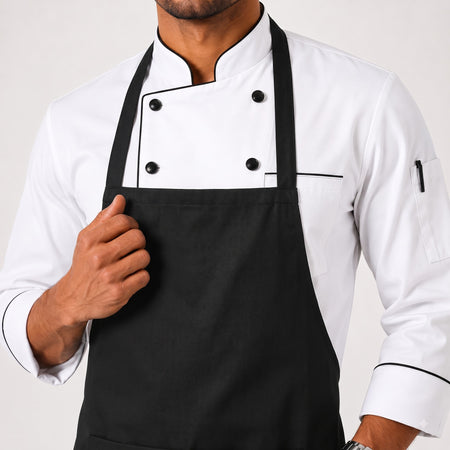 Balck Cotton Apron with Front Pocket