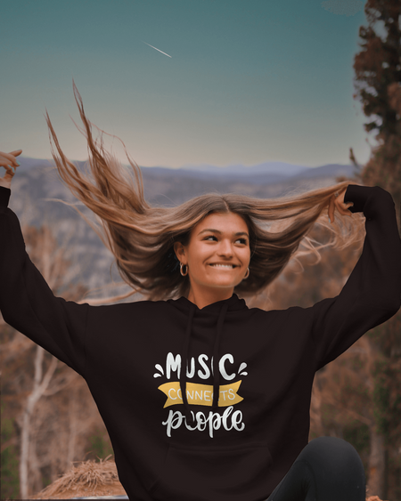 Music connect People Black Hoodie