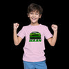 Green car with custom boy Name T-shirt