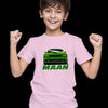 Green car with custom boy Name T-shirt