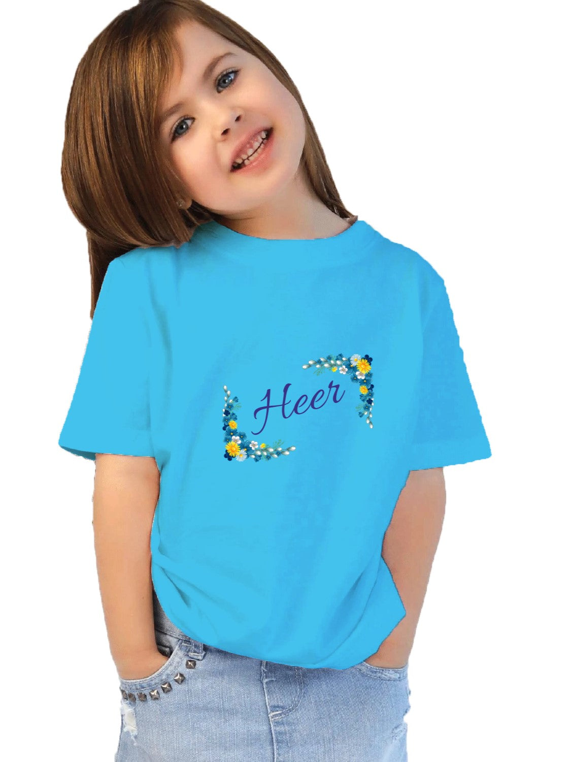 Girls Name on T-shirt with Flowers Around
