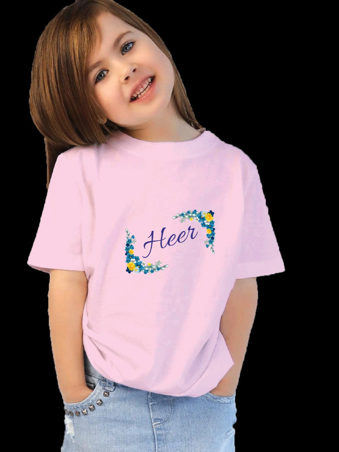 Girls Name on T-shirt with Flowers Around