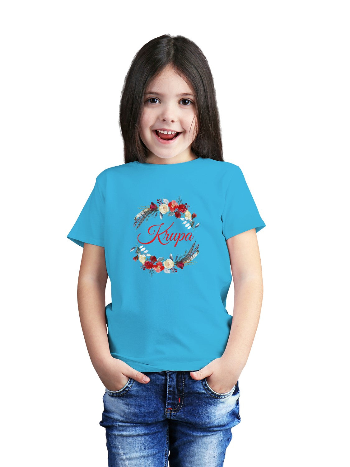 Girls Name on T-shirt with Flowers Around