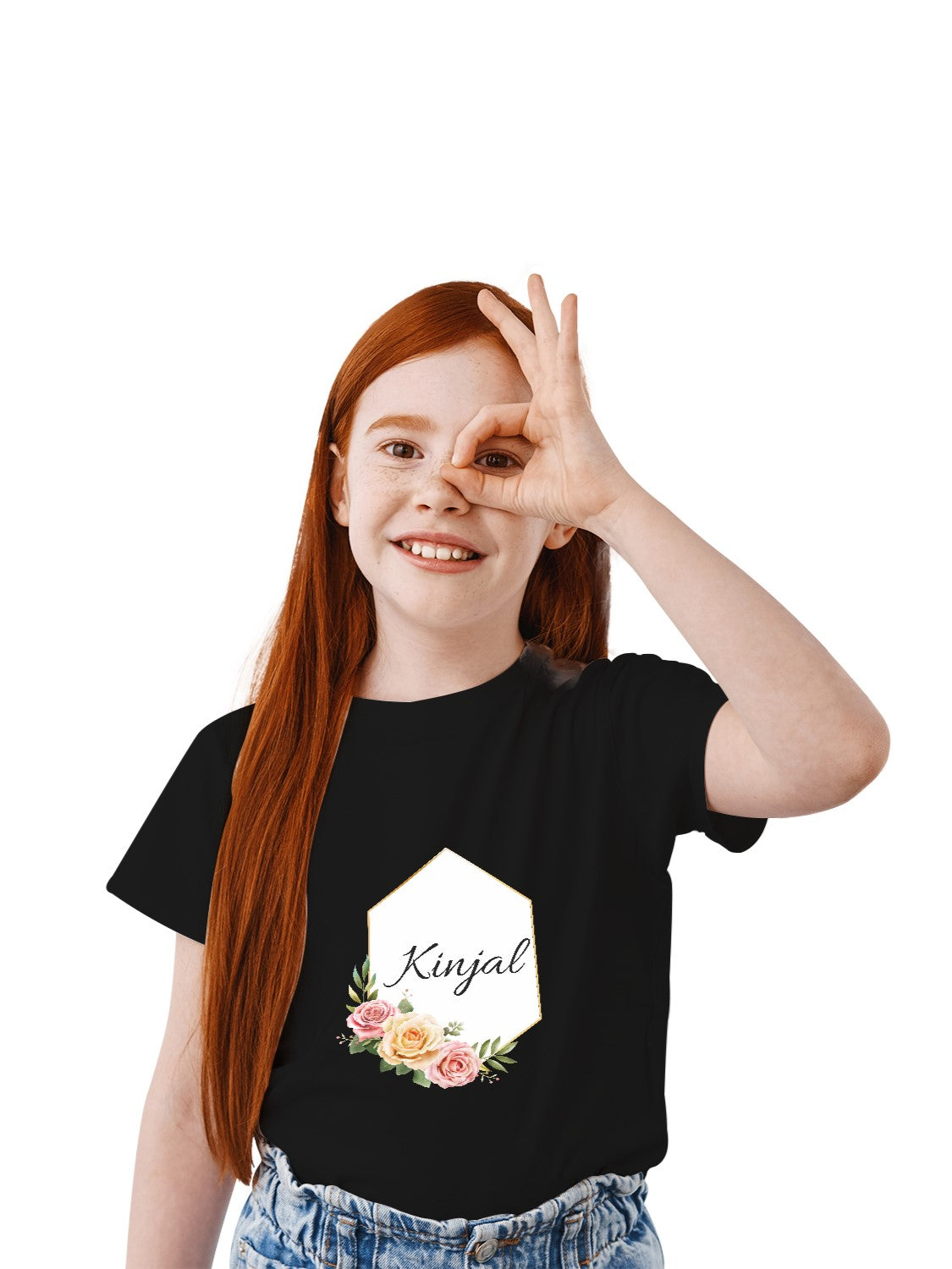 Girls Name on T-shirt with Flowers Around
