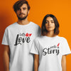 Love Story Unique Couple T-Shirts Design