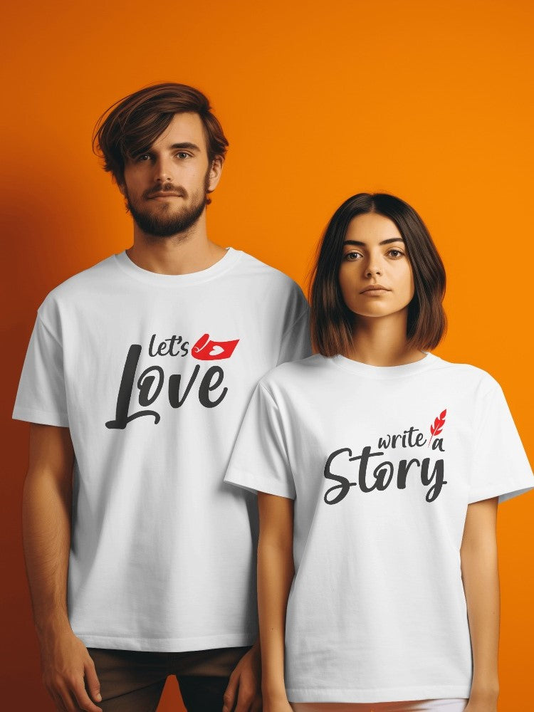 Love Story Unique Couple T-Shirts Design