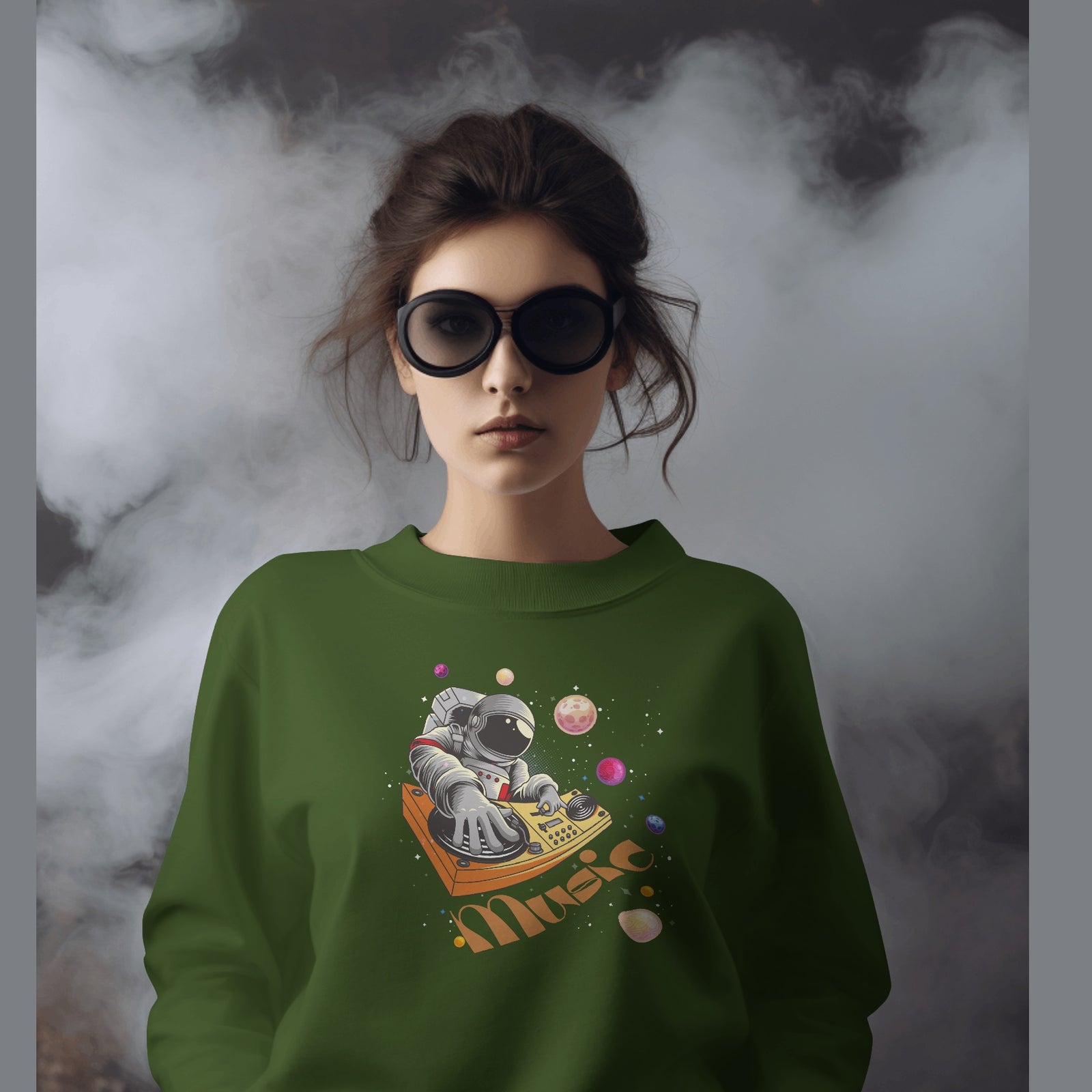Robot playing music sweatshirt