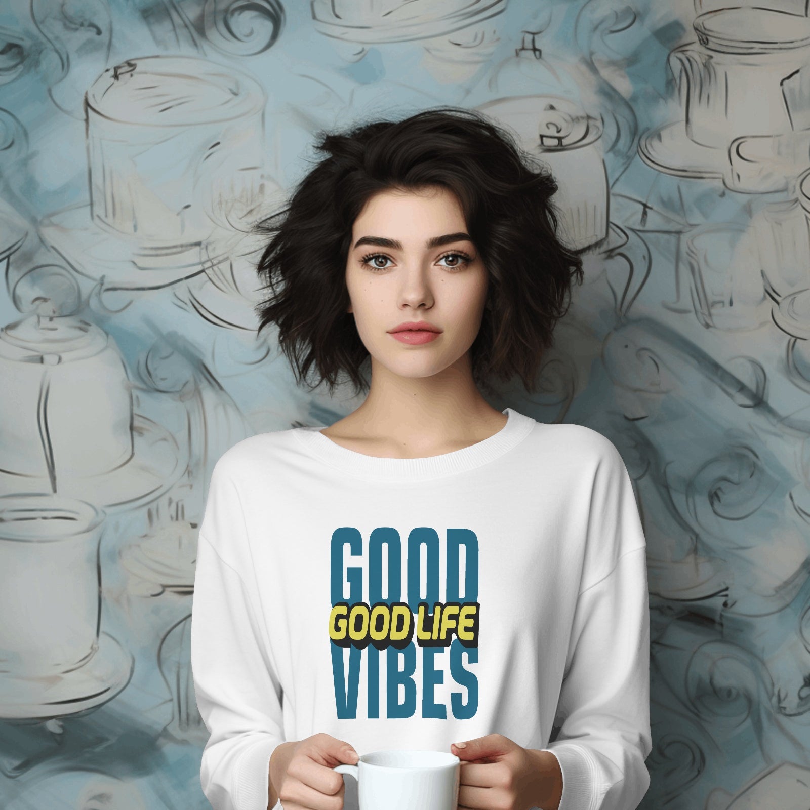 Good Vibes White Sweatshirt