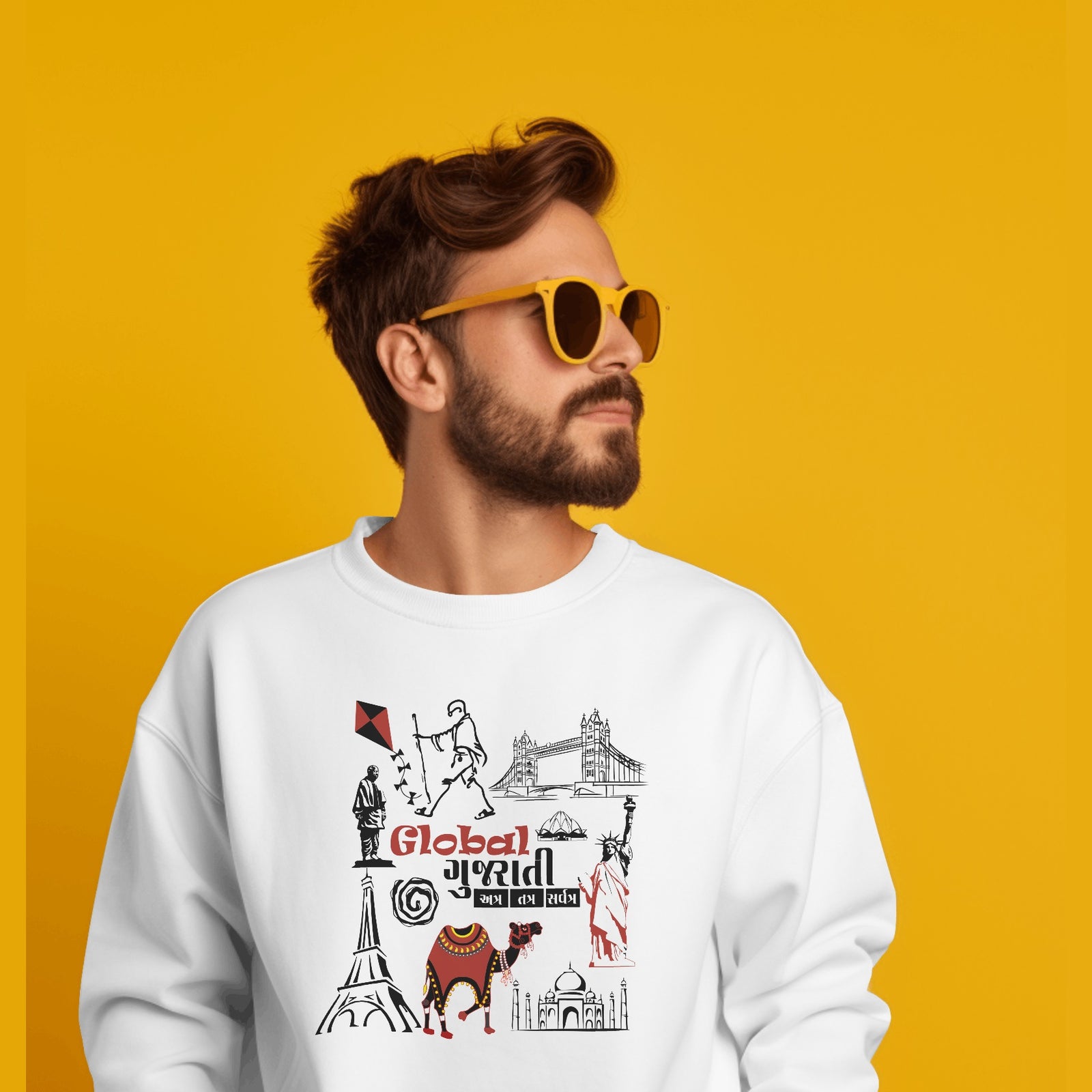 Global Gujarati White Sweatshirt