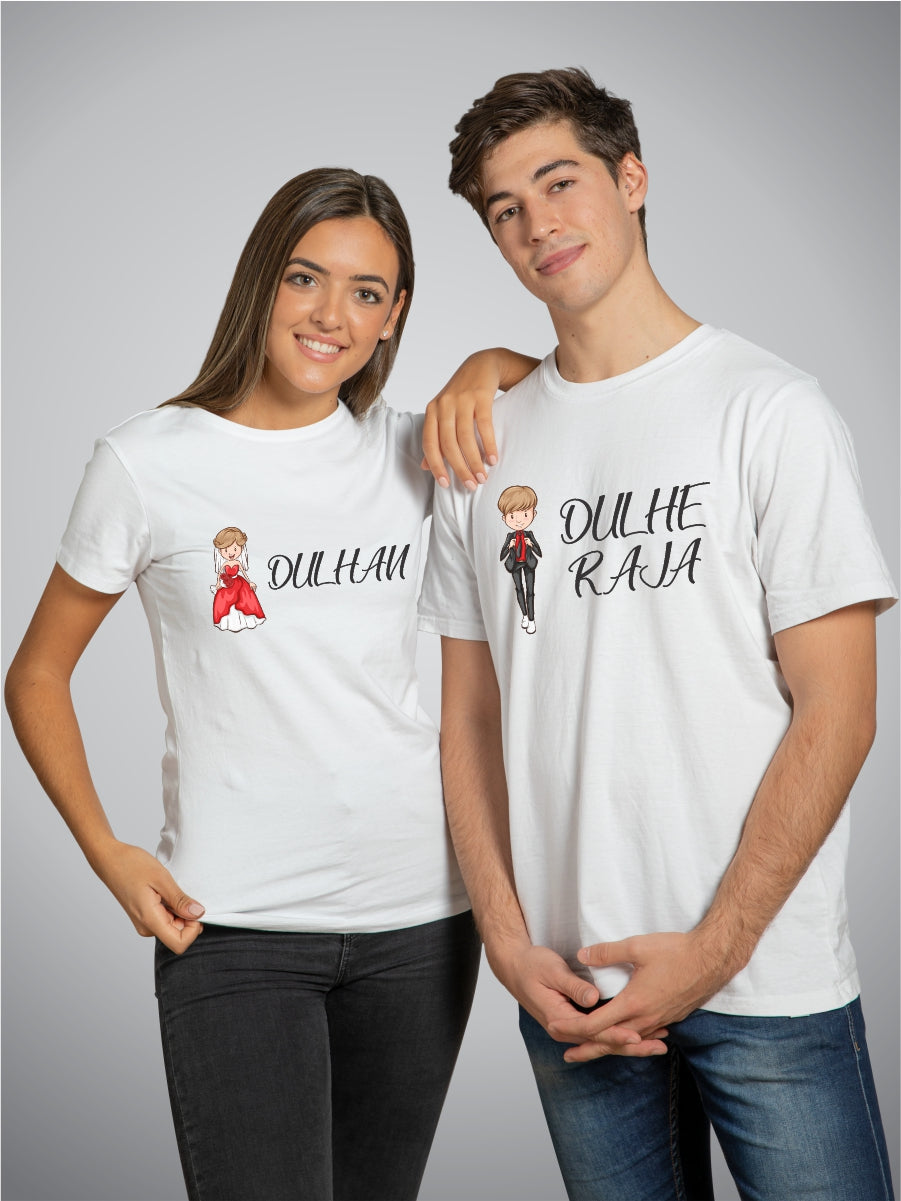 Dulha Dulhan With Cartoon Couple T-shirt Pair