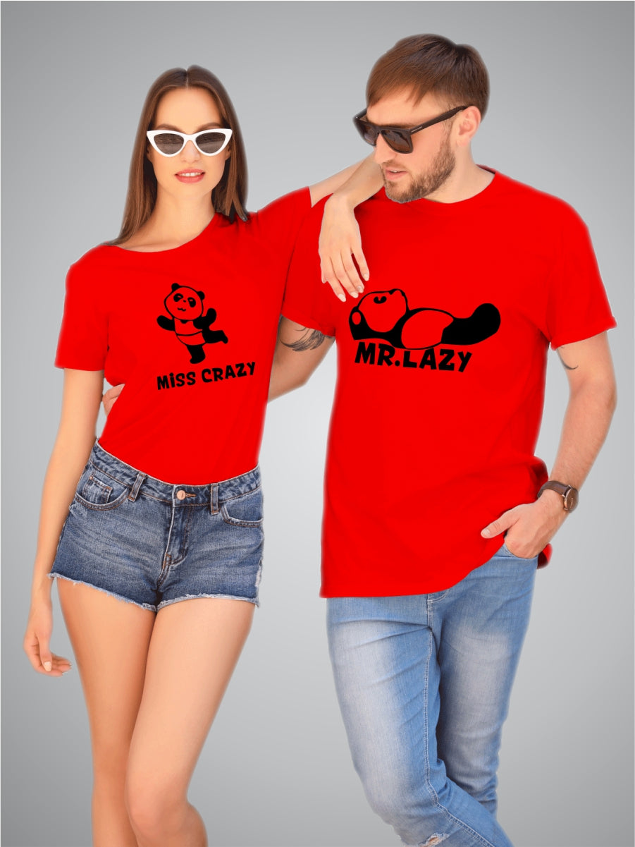 Mr Lazy Miss Crazy - Couple T-Shirts Design
