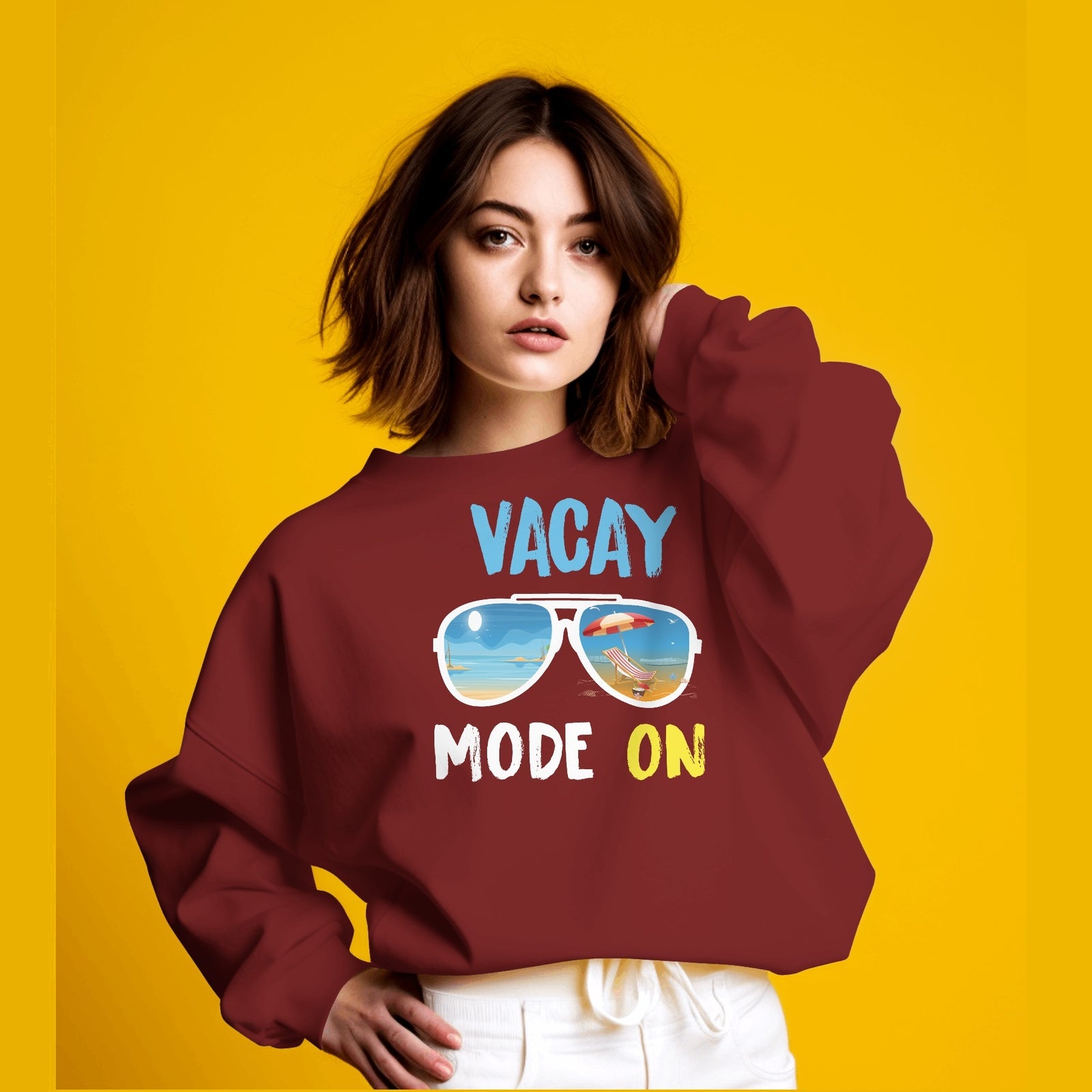 Vacay Mode - Maroon Sweatshirt