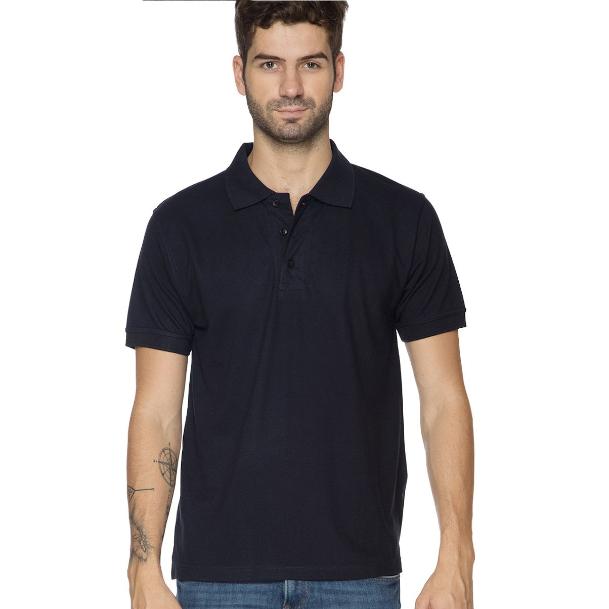 Men Navy Blue Polo Collar T-Shirts