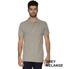 Men Grey Melange Solid Polo Collar T-Shirts
