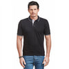 Ruffty Cotton Men Black Collar T-Shirts With Tipping