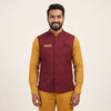 Maroon Nehru Vest with Mustard Kurta F&B Uniform Set
