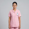 Pastel pink Women's Nurse Uniform, Half Sleeve with White Piping