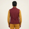 Maroon Nehru Vest with Mustard Kurta F&B Uniform Set