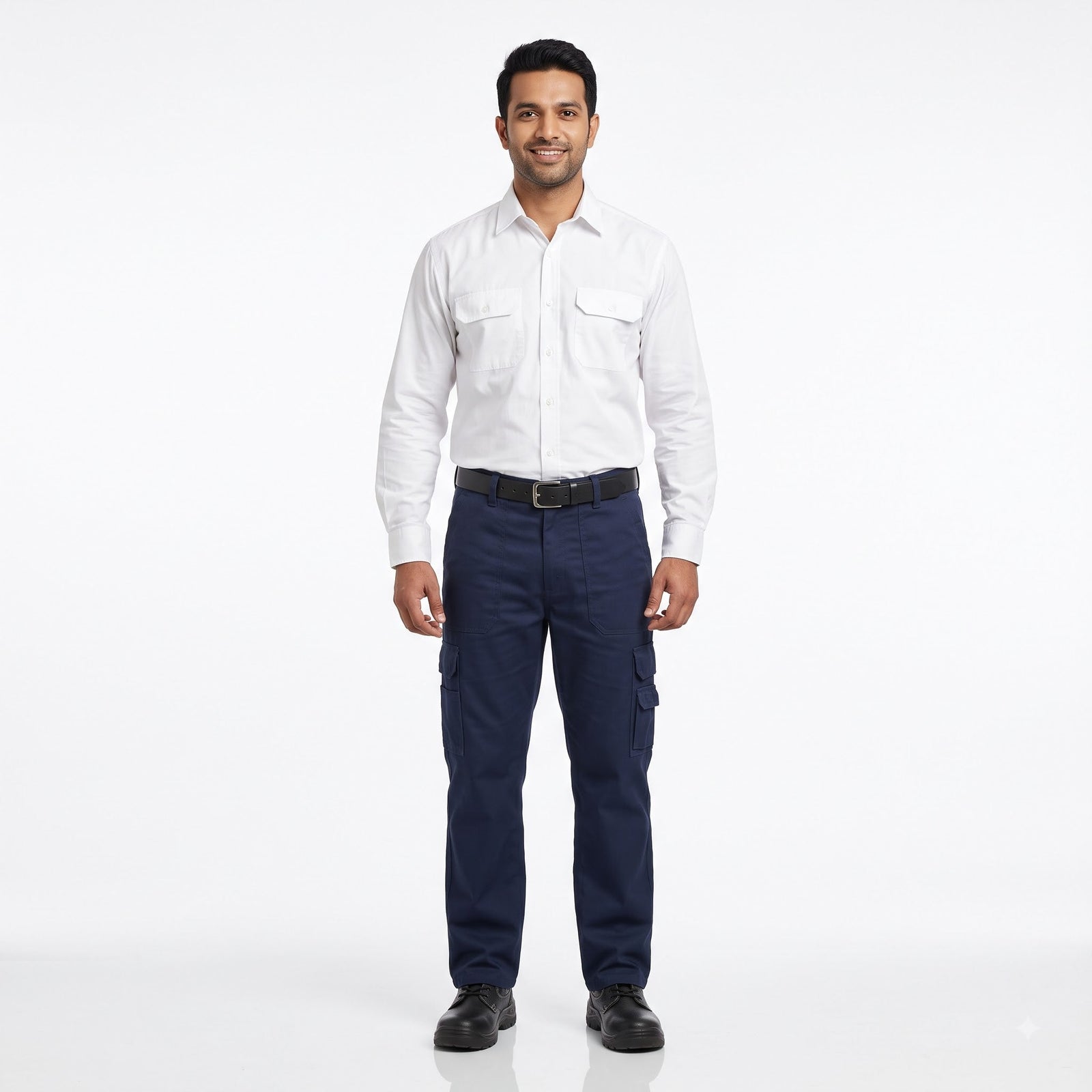 Men & Women White Shirt Navy Blue Trouser Work Uniform Set