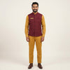 Maroon Nehru Vest with Mustard Kurta F&B Uniform Set