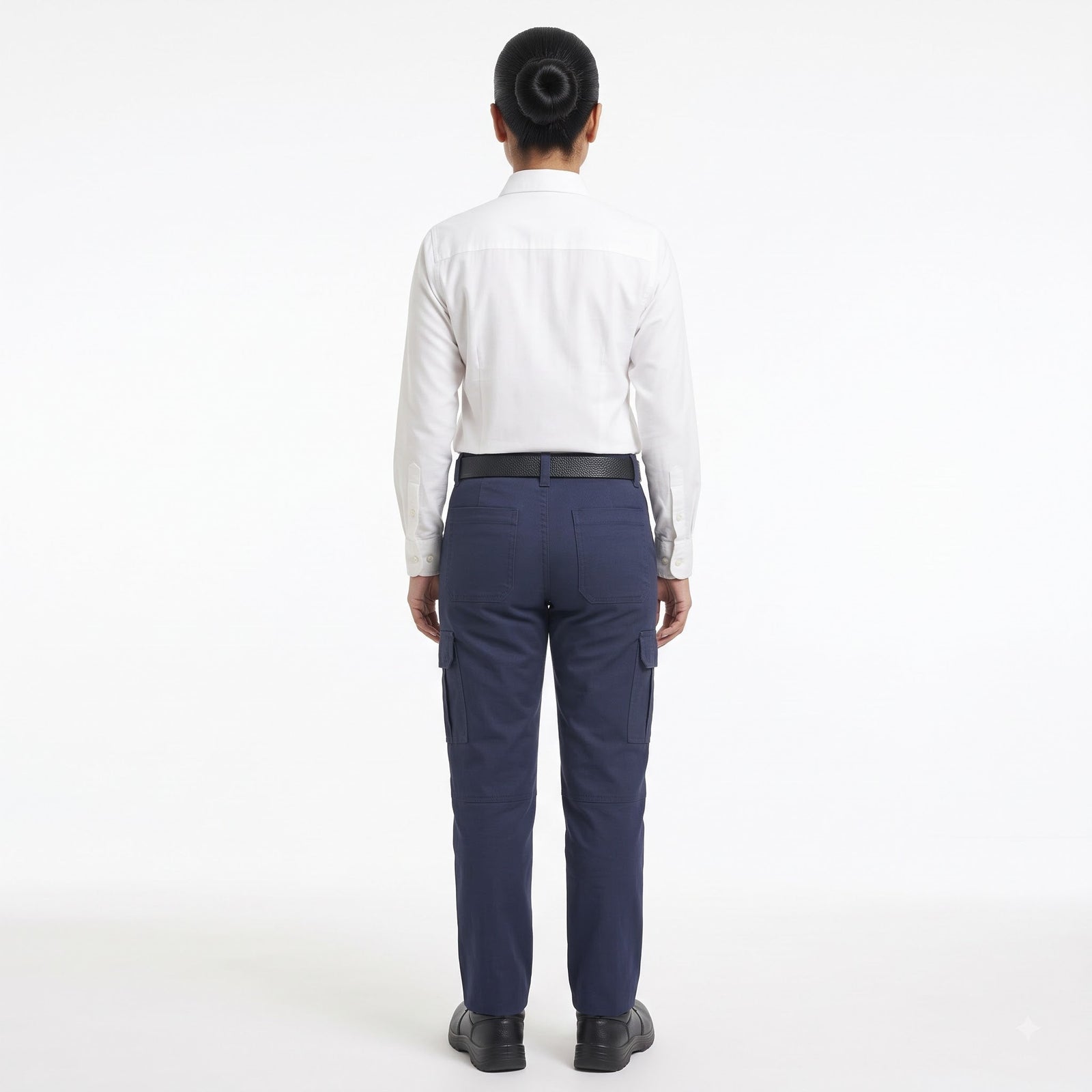 Men & Women White Shirt Navy Blue Trouser Work Uniform Set