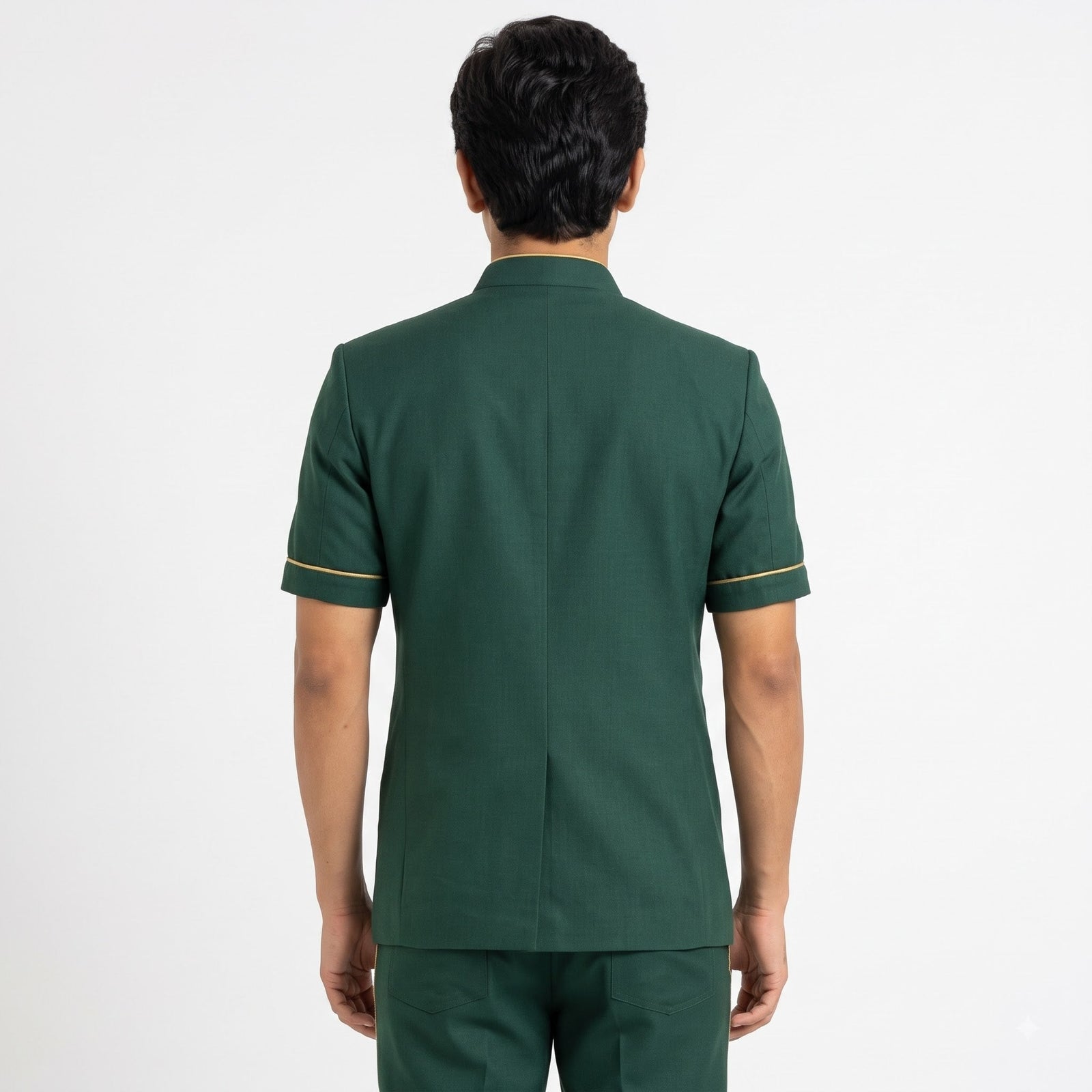 Forest Green Housekeeping Uniform with Gold Tipping