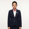 Women's Navy Blazer Front Office Uniform Set with Scarf