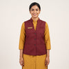 Maroon Nehru Vest with Mustard Kurta F&B Uniform Set