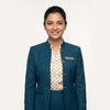 Women's Teal Mandarin Collar Jacket Reception Uniform Set
