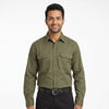 Men & Women Olive Green Shirt Black Trouser Work Uniform Set