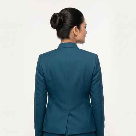 Women's Teal Mandarin Collar Jacket Reception Uniform Set