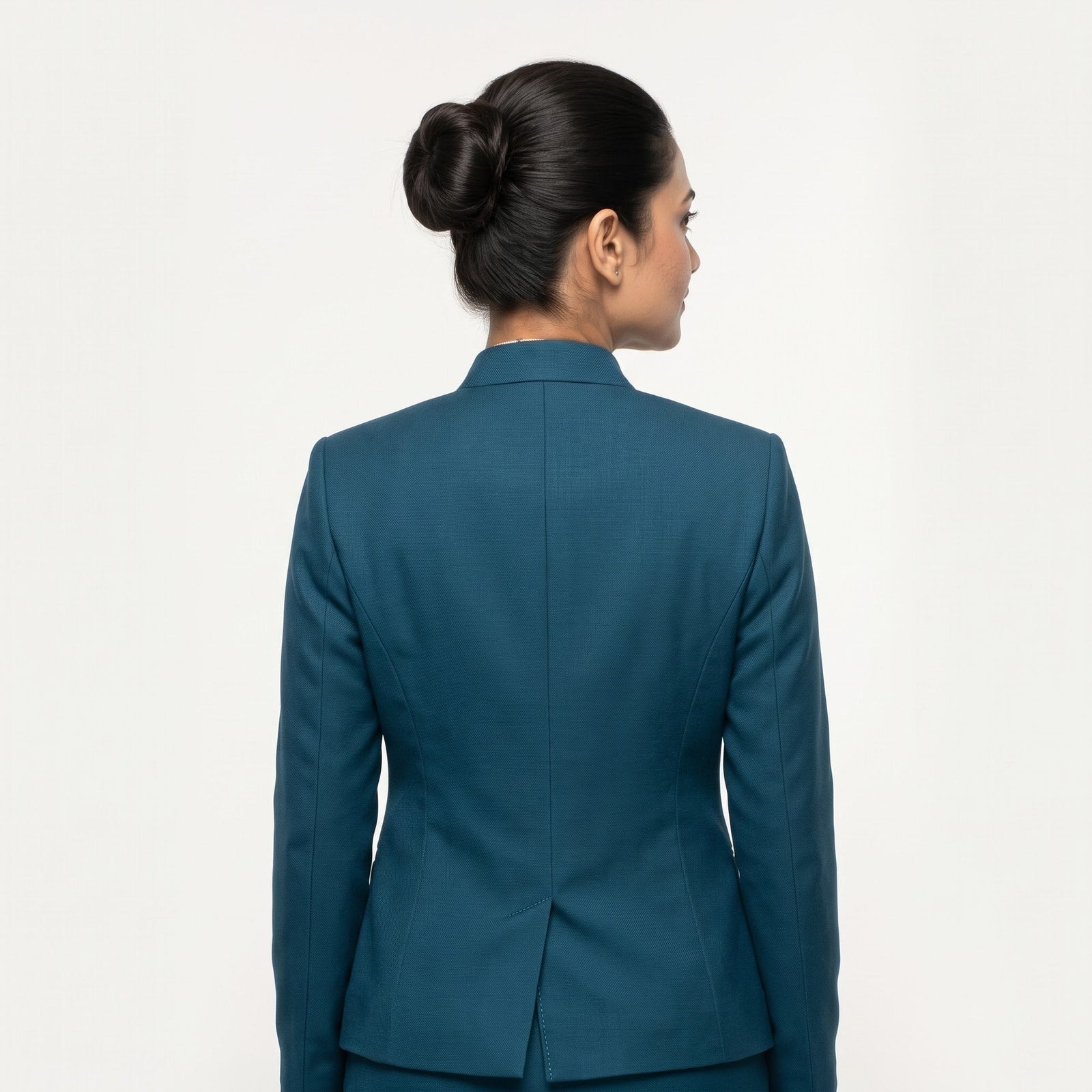 Women's Teal Mandarin Collar Jacket Reception Uniform Set