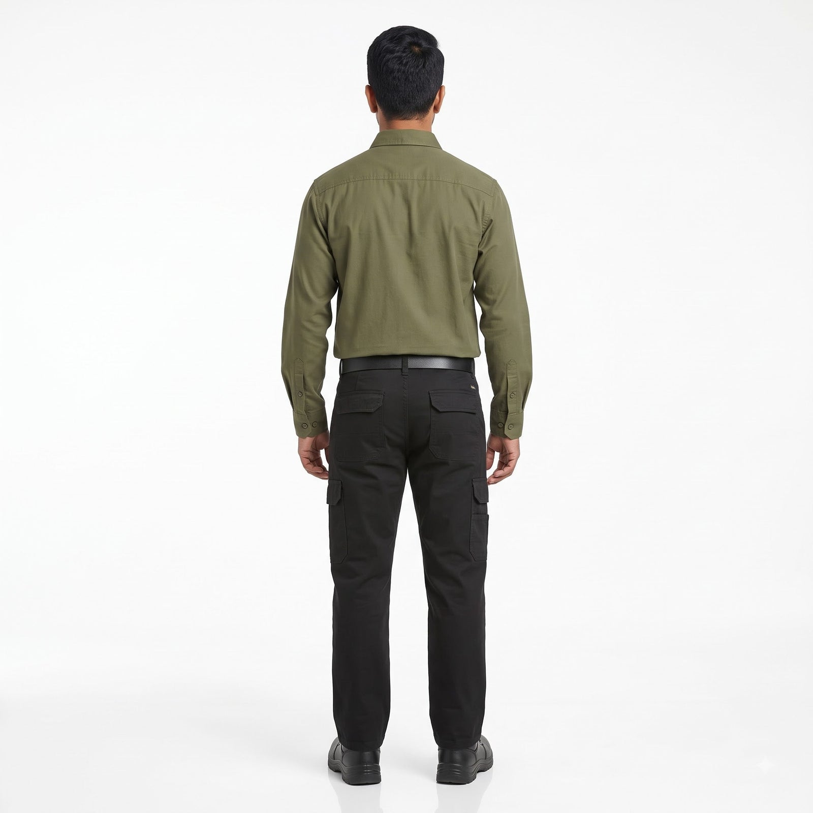 Men & Women Olive Green Shirt Black Trouser Work Uniform Set