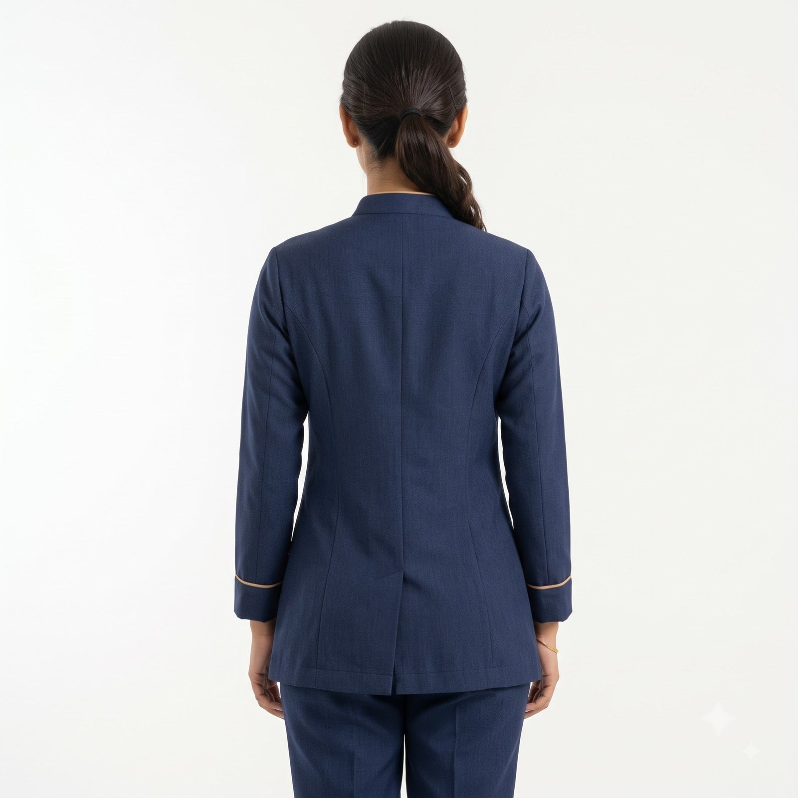 Navy Blue Housekeeping Uniform with Golden Tipping