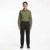 Men & Women Olive Green Shirt Black Trouser Work Uniform Set