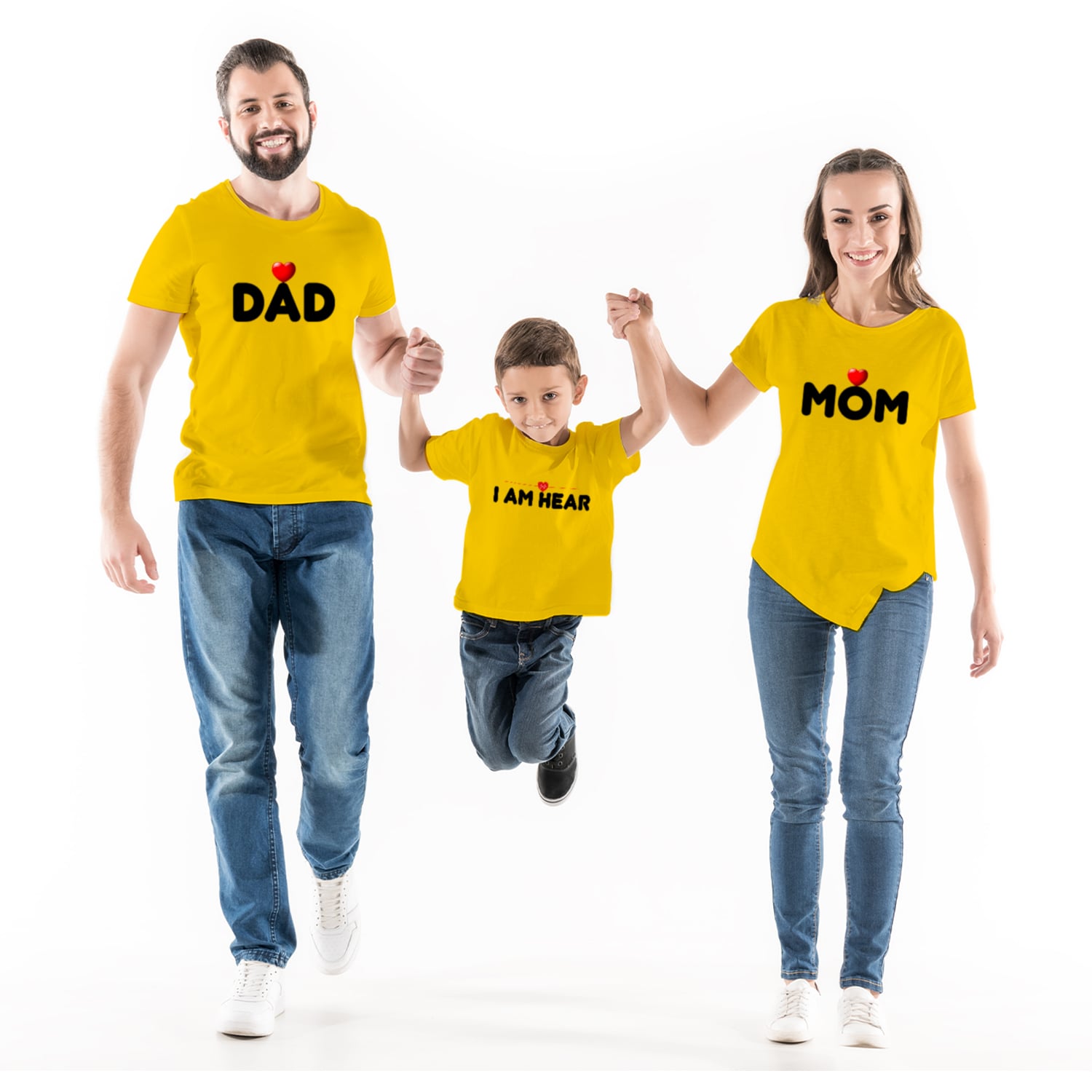 Mom Dad Full Family  T-shirt Pack Of 4