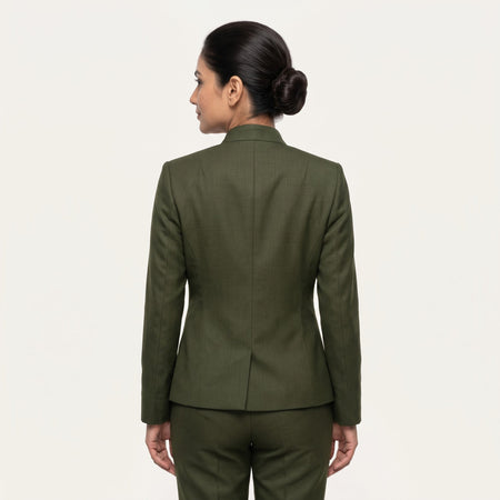 Women's Olive Mandarin Collar Jacket Reception Uniform Set