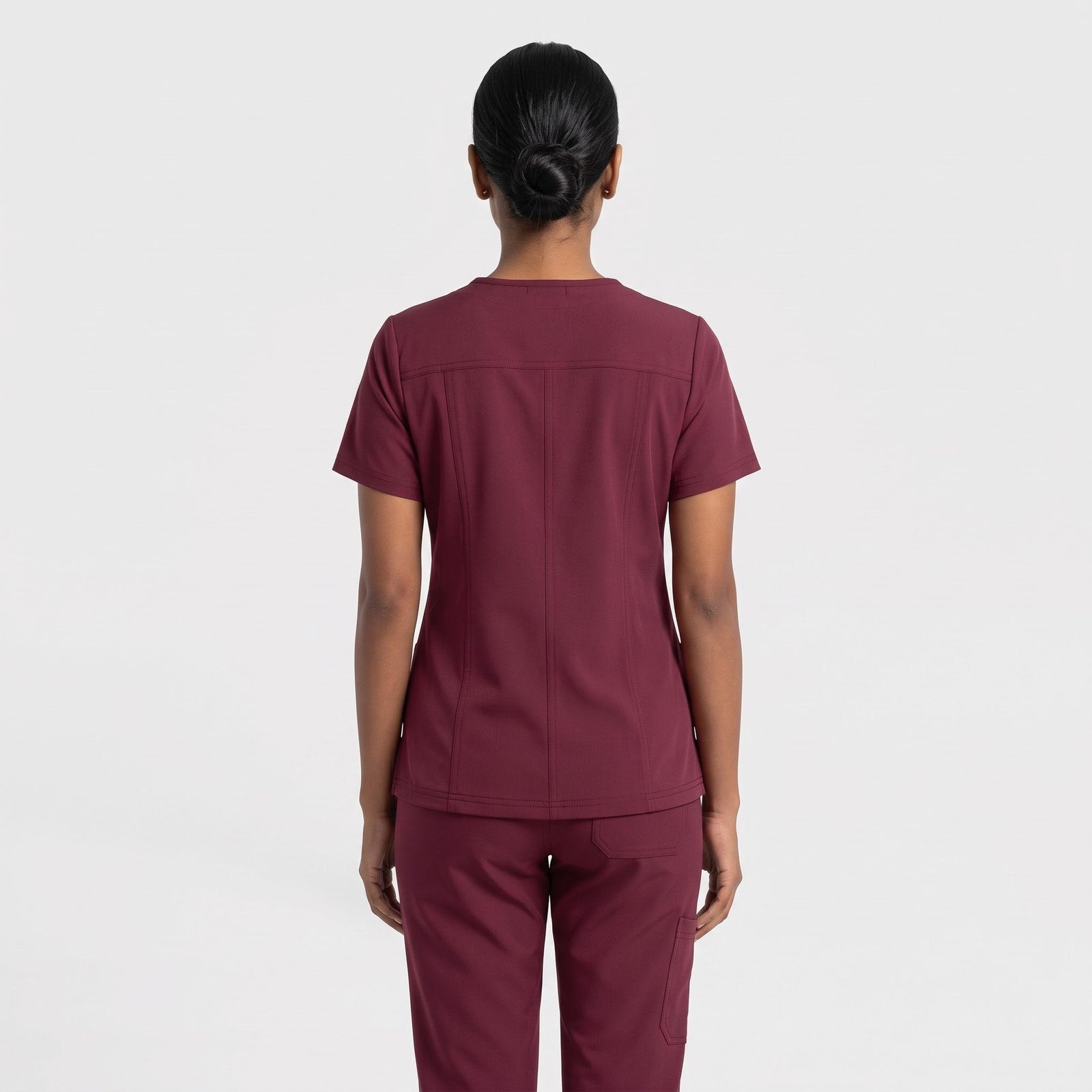 Wine V-Neck Scrub Suit