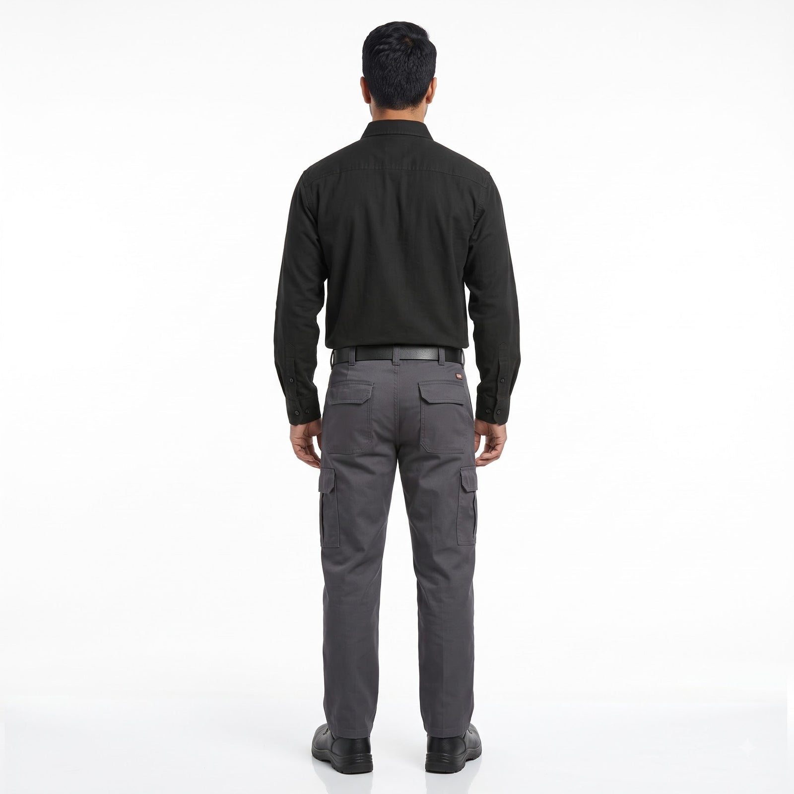 Men & Women Black Shirt Dark Grey Trouser Work Uniform Set