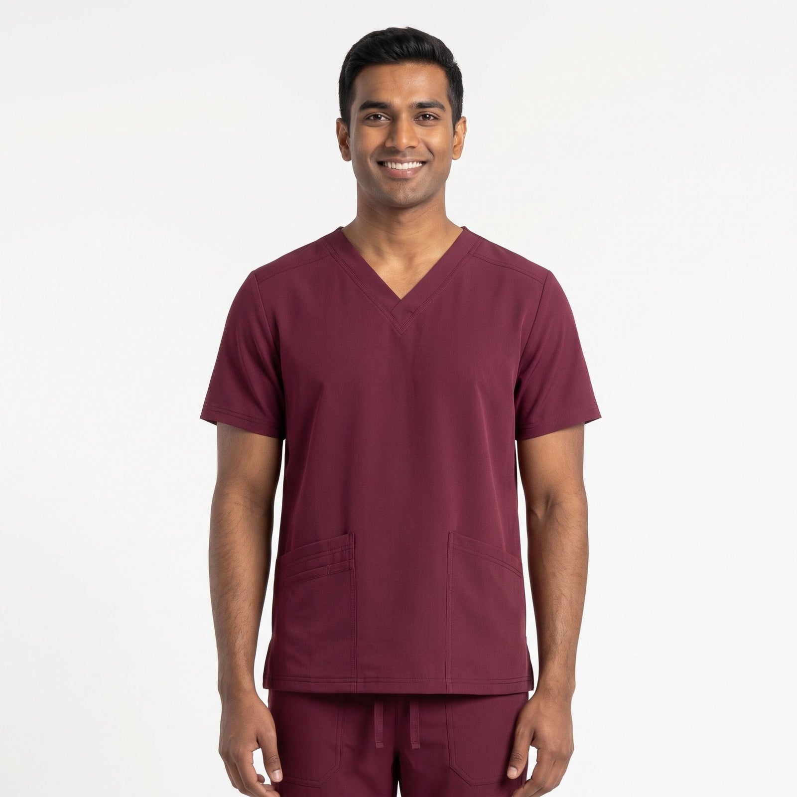 Wine V-Neck Scrub Suit