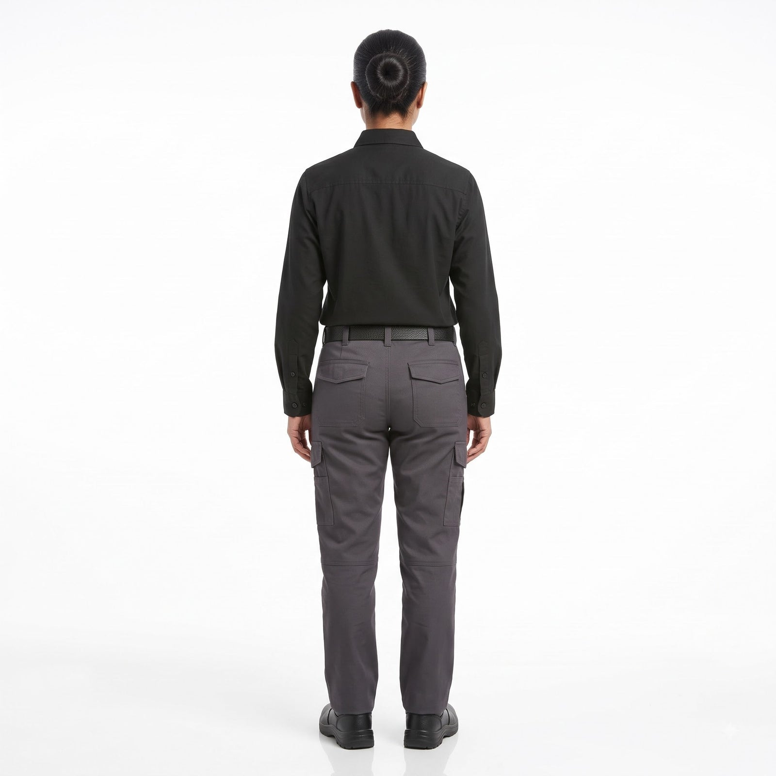 Men & Women Black Shirt Dark Grey Trouser Work Uniform Set