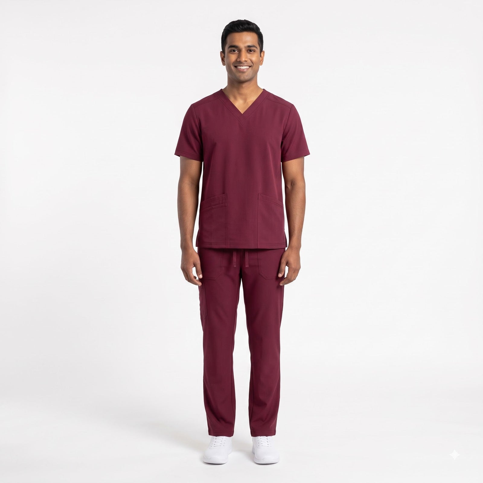Wine V-Neck Scrub Suit