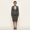 Women's Grey Textured Jacket Front Office Uniform Set