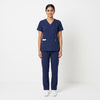 Navy Blue V-Neck Scrub Suit