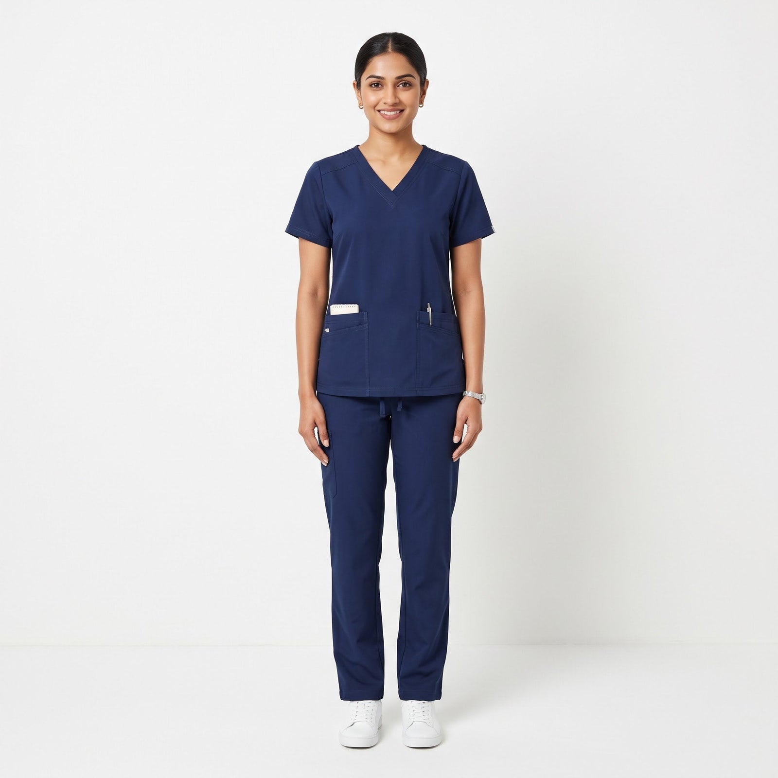 Navy Blue V-Neck Scrub Suit