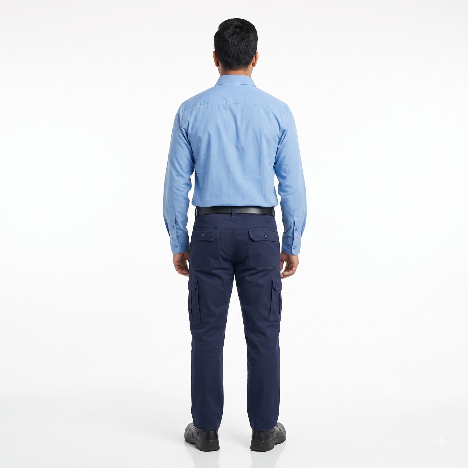 Men & Women Sky Blue Shirt Navy Trouser Work Uniform Set