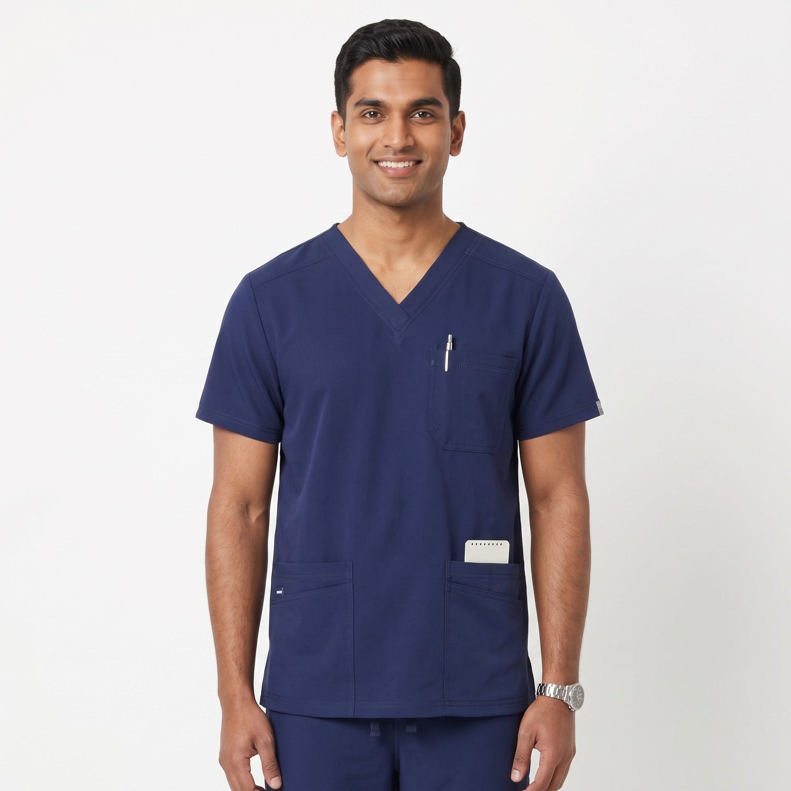 Navy Blue V-Neck Scrub Suit