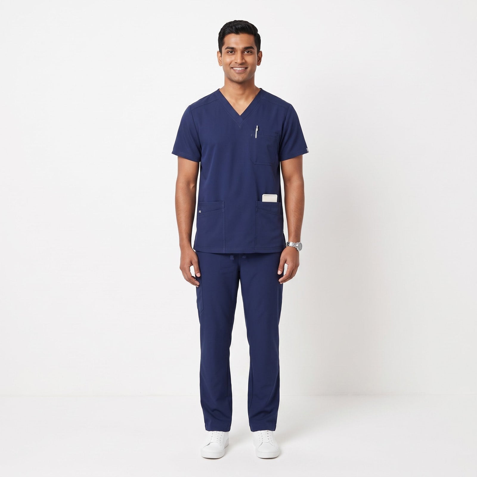 Navy Blue V-Neck Scrub Suit