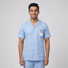 Pastel blue Men's Nurse Uniform, Half Sleeve with White Piping